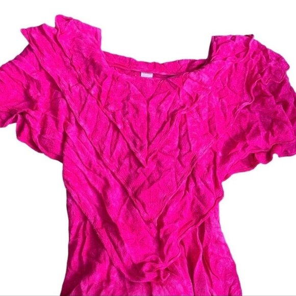 Vintage 80s/90s Bright Pink Morocco Maxi Dress Women’s Size XL Boho Hand Dyed - Picture 4 of 9